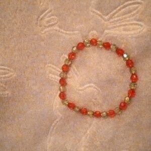 Minimalist handmade shiny and iridescent fun casual bright green & red bracelet